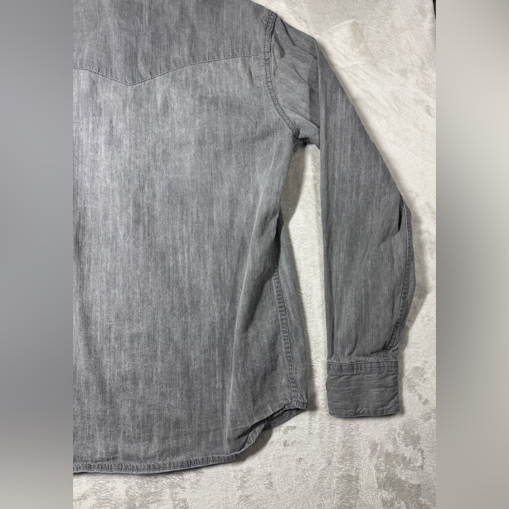 Levi’s Men’s Barstow Classic Western Pearl Snap Grey Denim Jean Shirt Size Small - Picture 12 of 14